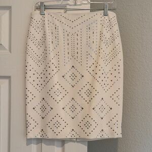 White House Black Market Cream Studded Pencil Skirt